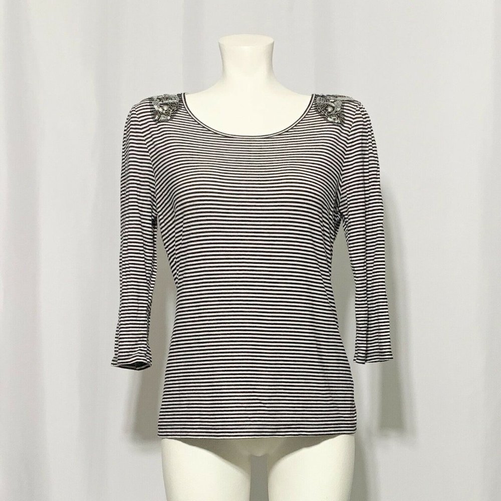 Marks & Spencer Black Stripe T Shirt UK 10
